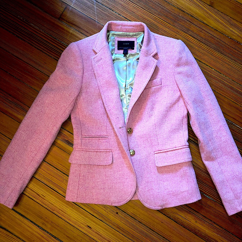 J. Crew Schoolboy Pink wool herringbone blazer